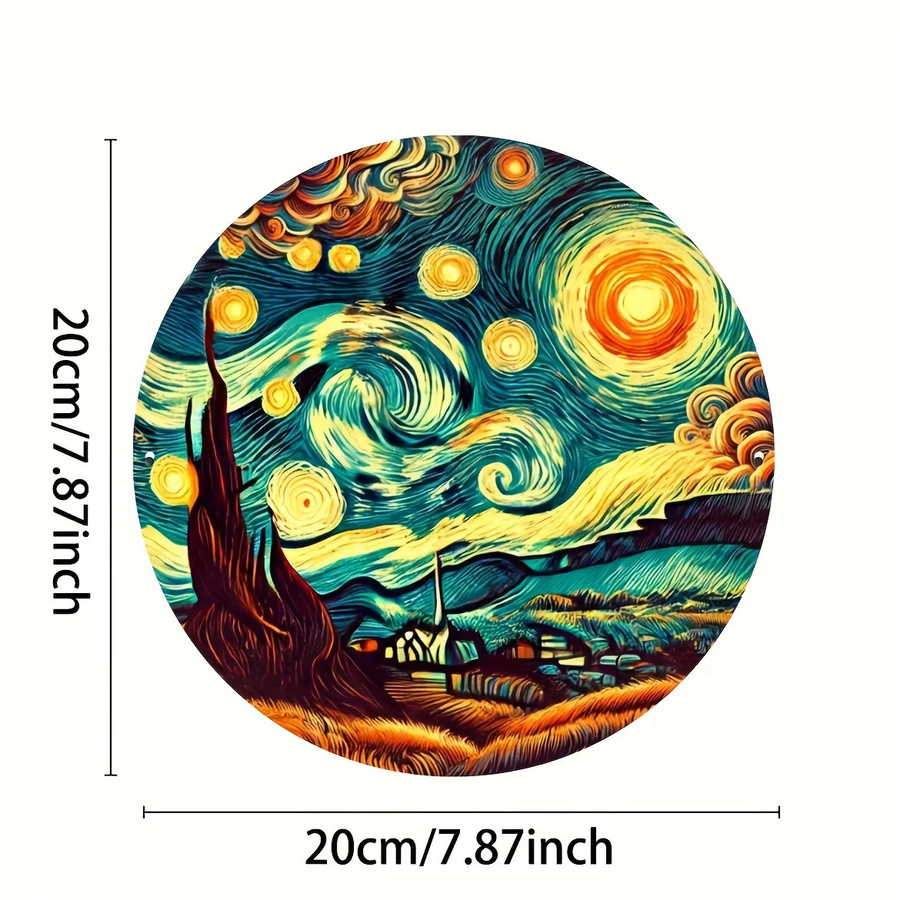 Runde Wanddeko aus Metall von Potdemiel mit Van-Gogh Sternennacht Design in Mehrfarbig, Durchmesser: 20 cm - Bild 2