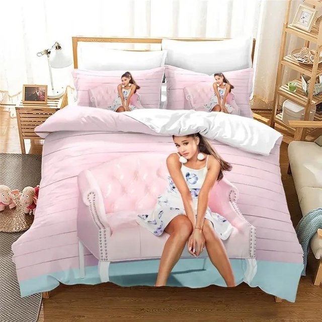 Ariana Grande 3D Bettwäscheset mit Bettbezug und Kissenbezug in Pink, Lodestar Microfaser-Bettwäsche, B/H: 135 x 200 cm - Bild 1