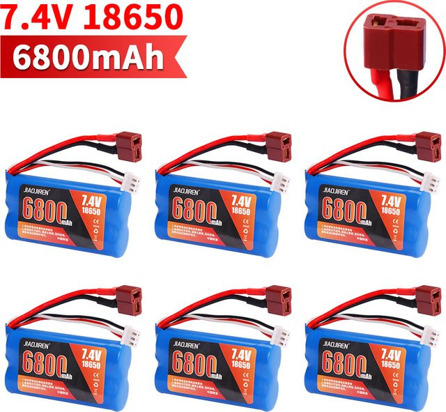 Wltoys Lipo-Akku 7,4 V 6800 mAh 2S T-Stecker für RC Autos 18650 Blau - Bild 1