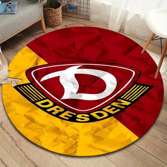 Runder Teppich SG Dynamo Dresden in Rot, rutschfeste und waschbare Bodenmatte aus Polyester für Wohnzimmer und Schlafzimmer, Durchmesser: 120 cm - Bild 1