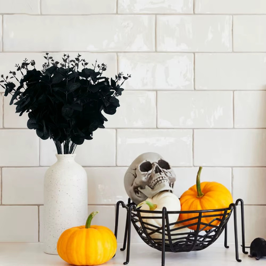 Joy-enlife Künstliche Eukalyptus-Stiele in Schwarz für Halloween-Dekoration und Tischdekoration - Bild 2