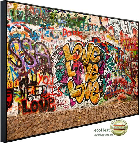 papermoon Infrarotheizung EcoHeat Liebe Graffiti Lennon Wand, bunt mit Matt-Effekt, B/H: 120 x 60 cm - Bild 1