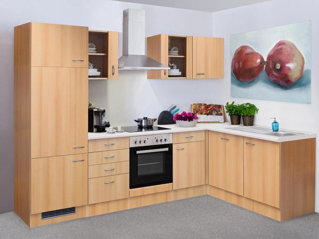 Flex-Well Classic Winkelküche Nano in Buche Nachbildung, Farbe Braun, B: 280 cm, H: 200 cm, T: 57 cm - Bild 1