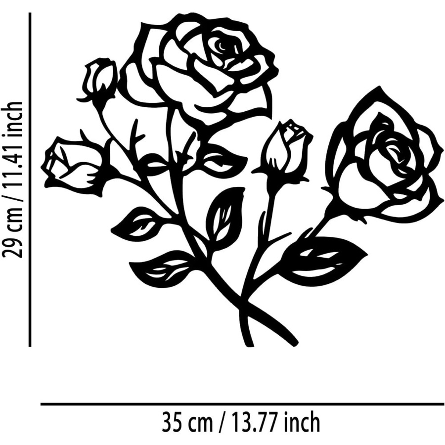 CIFBUY Metall-Wanddekoration Rosenblüten-Kunst in Schwarz für modernes Wohnambiente - Bild 3