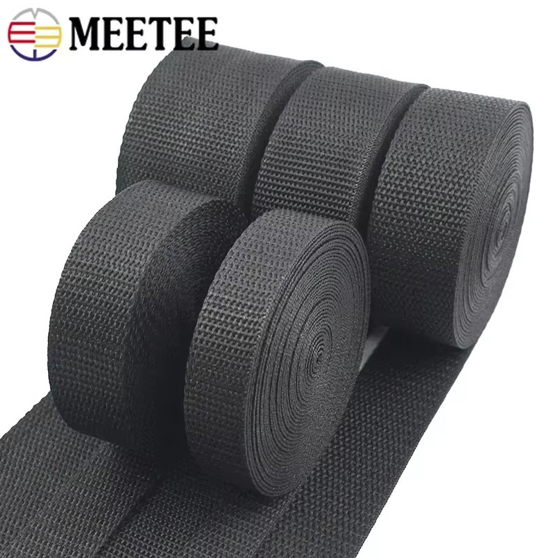Meetee Nylon-Gurtband in Schwarz als Meterware für Taschen, Schultergurte und Nähzubehör, Breite: 20 mm bis 50 mm - Bild 2