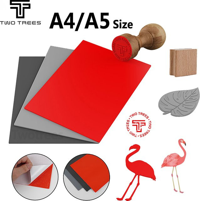 Twotrees DIY Gummimatte für Lasergravierer und CNC-Graviermaschinen in Rot und Grau, Größe A4 (21,0 x 29,7 cm) - Bild 1
