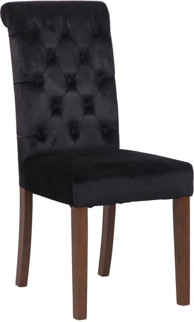 DELUKE Esszimmerstuhl WALES aus Samt mit Holzgestell in Schwarz, B/T/H: 45 x 98 x 63 cm - Bild 1