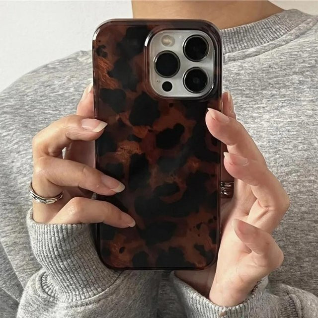 YULIN Retro Handyhülle mit bernsteinfarbenem Schildpattmuster und Textur für iPhone 12 Pro Max, braun, sturzsicher - Bild 1