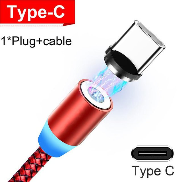 VAORLO USB Magnetisches Ladekabel für Micro USB, Typ-C und 8 Pin mit Schnellladefunktion, Rot - Bild 1