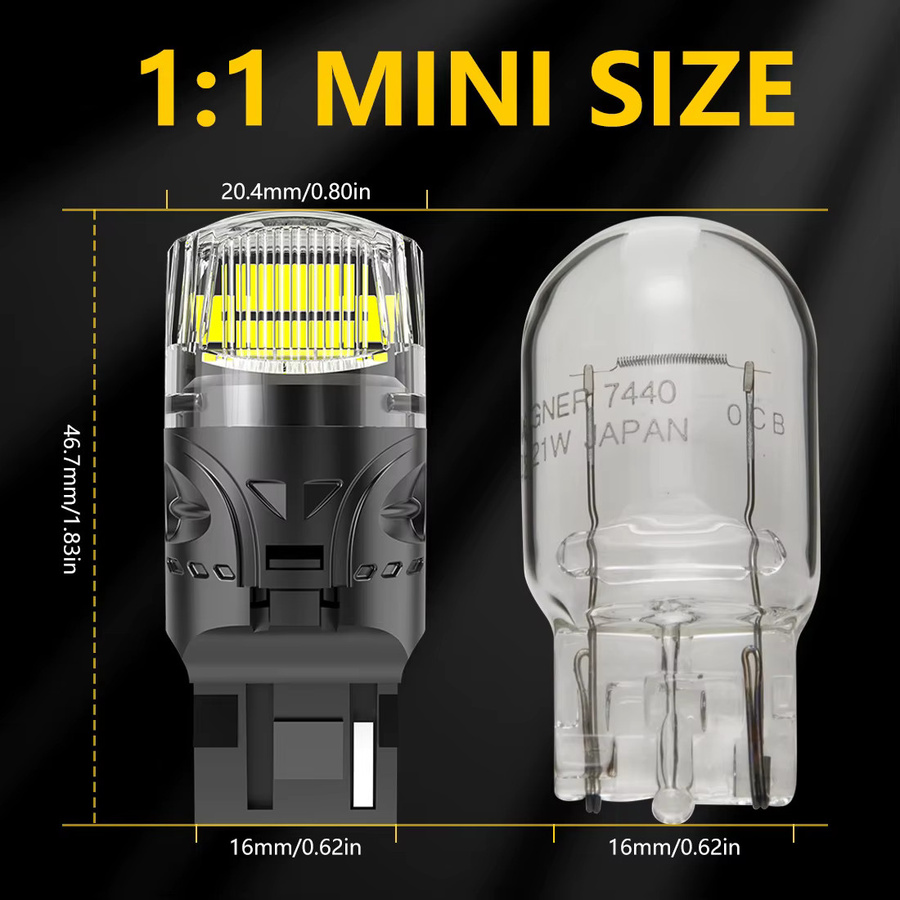 Katur 2er-Set T20 7440 W21W LED Ultrahelle Rückfahrscheinwerfer in Weiß 12V - Bild 3