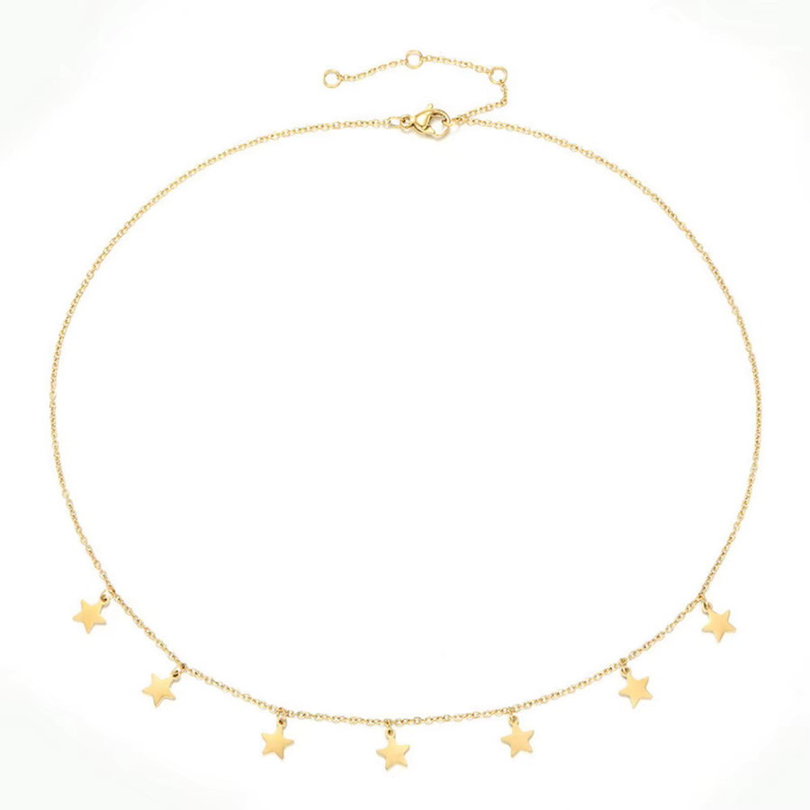 St.delan Choker-Halskette, 14K vergoldeter Edelstahl, Sterne, Damen, 38cm - Bild 4