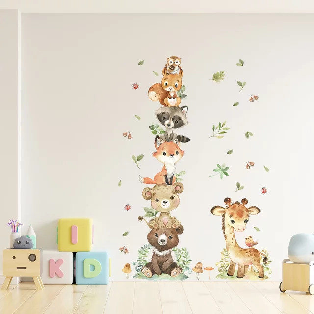 BRUP 2er-Set Niedliche Tier-Wandaufkleber für Kinderzimmer und Kindergarten, Mehrfarbig - Bild 1