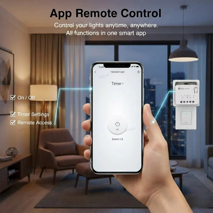Gleco Zigbee Smart Switch Modul Mini in Weiß, 1/2/3-Kanal Smart Home Relais für Tuya, Z2M, Alexa und Google Home, 10A/16A Automatisierungs-Schalter - Bild 4