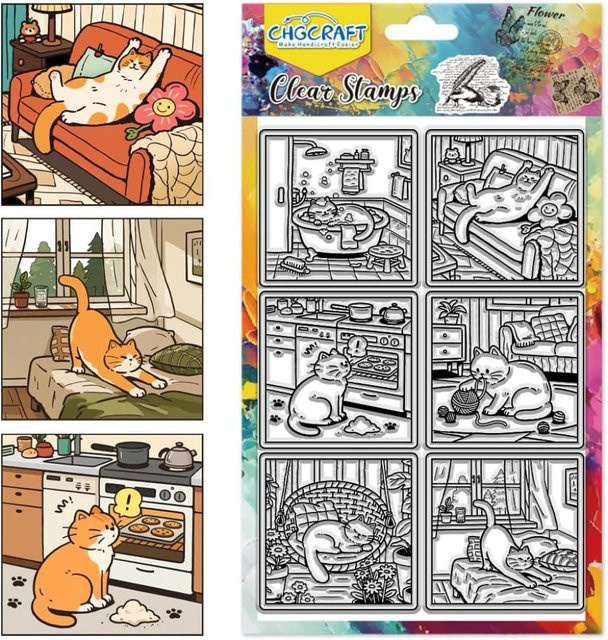 Cat Life Comics Transparente Stempel Katze beim Baden für DIY-Scrapbooking - Bild 1