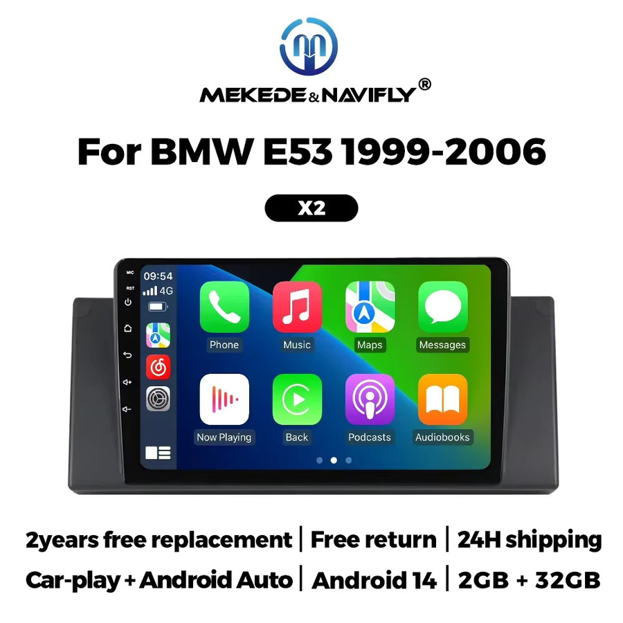 NAVIFANS Android FM Autoradio mit CarPlay, GPS-Navigation und Bluetooth für BMW 5er Serie, X5, E53, E39 und M5 (1998-2006), Schwarz - Bild 2