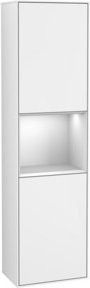 V&B Hochschrank Finion in Weiß mit LED-Beleuchtung und Glastüren, B/T/H: 41,8 x 41,8 x 151,6 cm - Bild 1