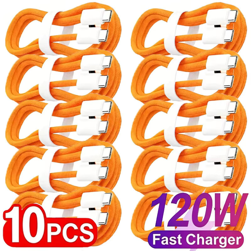 10er Pack DIXSG USB-C auf USB-C Ladekabel mit 120W PD-Schnellladefunktion und Hochgeschwindigkeits-Datenübertragung in Orange - Bild 1