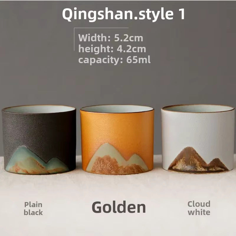 Handgezeichnete Teetasse in Bergform aus Keramik und Porzellan, Mehrfarbig, 50 ml - Bild 6