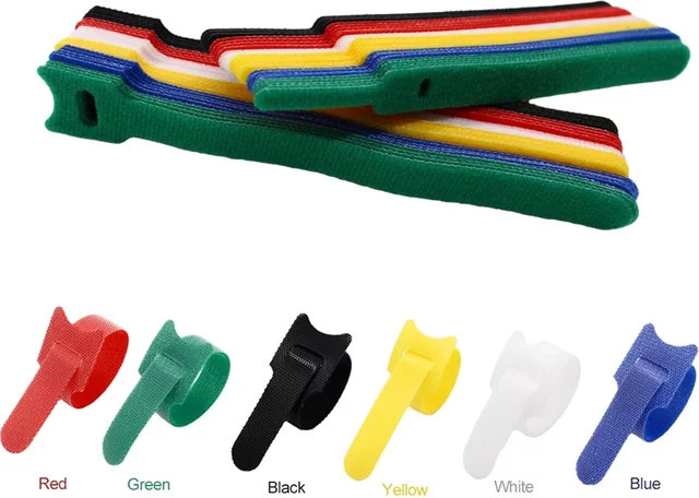 ELECAPITAL Wiederverwendbare T-förmige Kabelbinder aus Kunststoff in Multicolor und Gelb - Bild 1