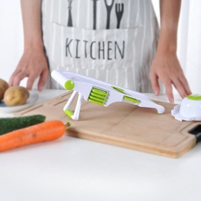 Verstellbarer Slicer in Weiß für Gemüse, Obst und Zucchini mit einstellbarer Dicke und Knoblauchmühle - Bild 1