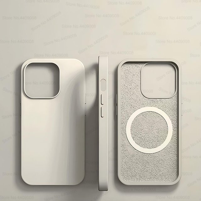 Original Flüssigsilikon-Magnethülle für Apple iPhone 12 13 14 15 Pro Max und Plus mit MagSafe-Unterstützung, Farbe: Weiß - Bild 1