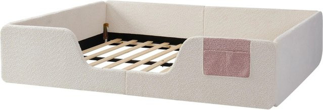 okwish Polsterbett für das Kinderzimmer mit Sicherheitsgitter in Beige, B/T/H: 140 x 197 x 42 cm - Bild 1