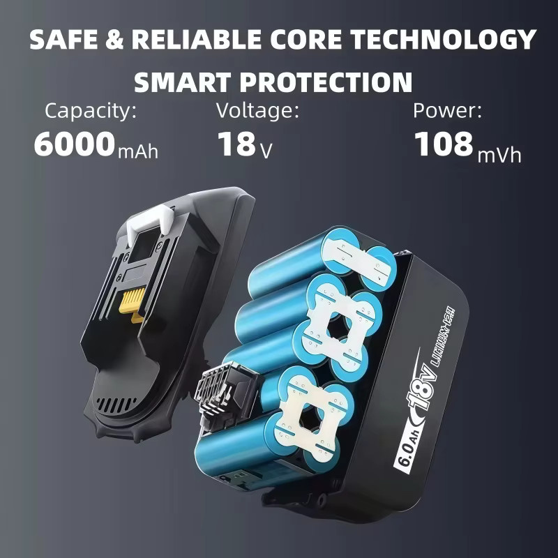 Makita 18V Li-Ion Akku 6Ah mit Akku-Indikator in Blau und Schwarz für Elektrowerkzeuge (BL1830 BL1840 BL1850) - Bild 2
