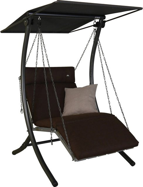 Angerer Hollywoodschaukel 1-Sitzer Luxus Smart Coffee in Braun mit Sonnen canopy aus Stahl und Textil Gewebe, B/T/H: 160 x 145 x 120 cm - Bild 1