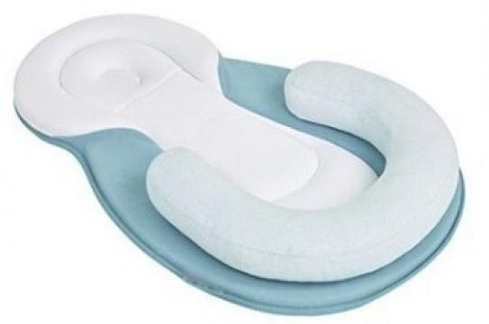 Qiang sheng Baby-Formkissen aus atmungsaktivem Memory-Schaum und Latex in Blau - Bild 1