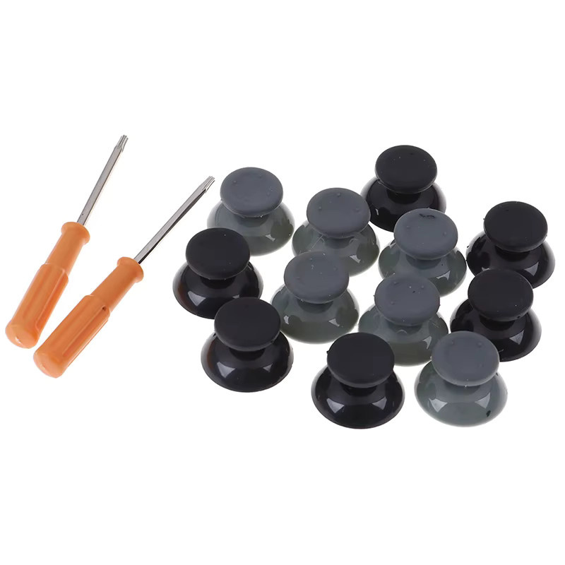 KOQZM 7er Set 3D Analog Stick Kappen für Xbox 360 Controller in Schwarz und Grau inklusive Werkzeug - Bild 2