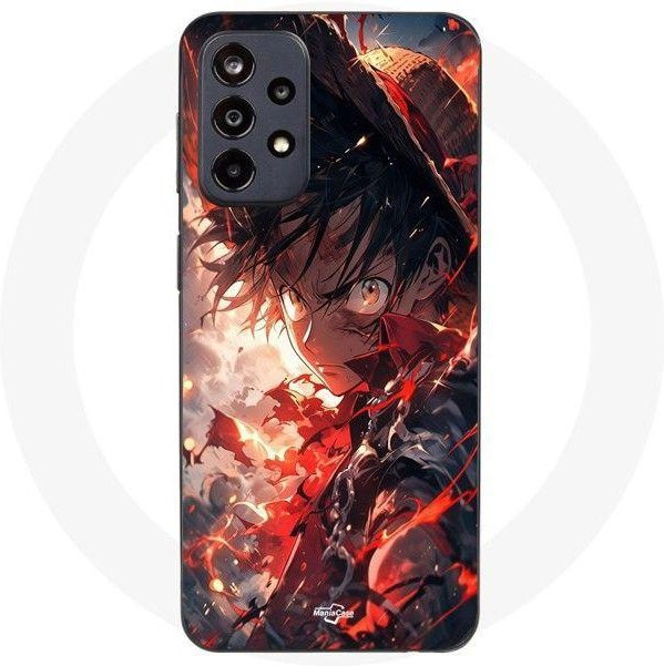 MANIACASE Silikon Handyhülle für Samsung Galaxy A53 5G in Schwarz mit Wütender Luffy Design - Bild 1