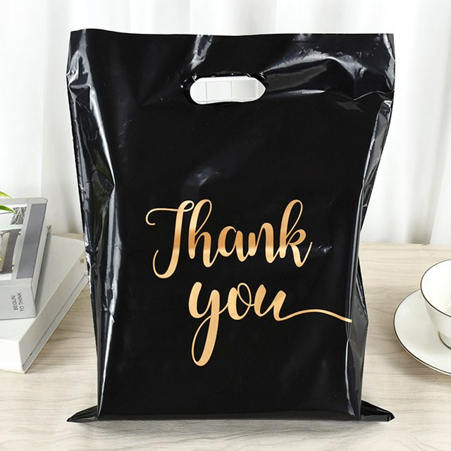 YONGSNOW Geschenkbeutel aus Kunststoff in Schwarz für Hochzeiten, Geburtstage und Partys zur Verpackung von Süßigkeiten oder Cookies - Bild 1
