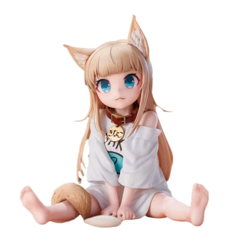 Bandai Katzenmädchenfigur, sitzende Figur, die Fisch isst, gesichtsveränderbar - Bild 3