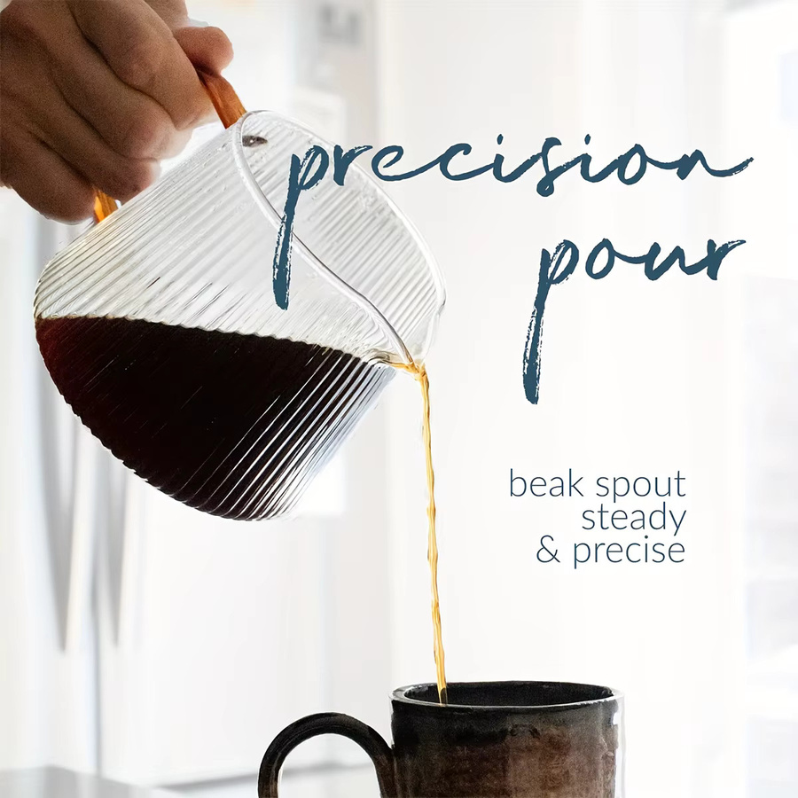 Leeseph Pour-Over Kaffeebereiter aus Borosilikatglas mit Glas-Kaffeefilter, transparent - Bild 4