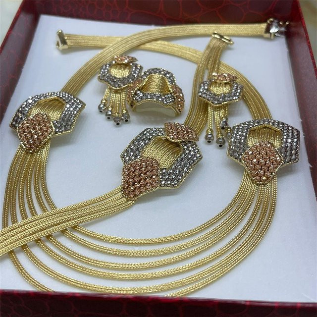 Schmuckset 4-teiliges Set, Gold, Kristall, Unisex - Bild 1