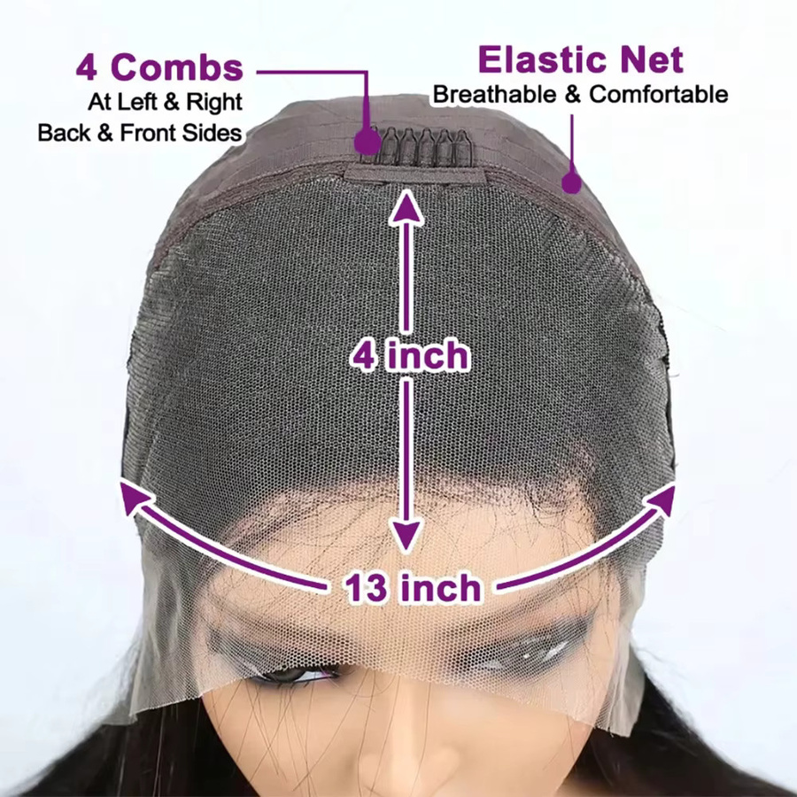 Happy Monday Bob-Perücke Echthaar, Schokoladenbraun, Body Wave, 13x4 HD Lace-Front - Bild 6
