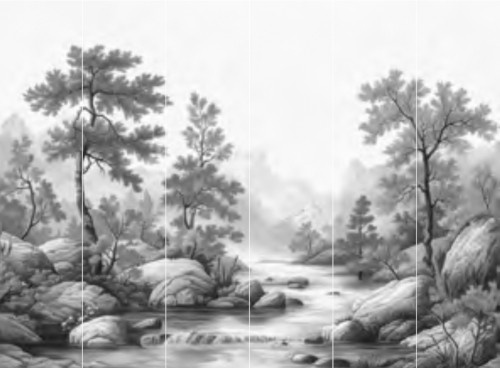 Jannelli & Volpi Mural Arcadia Wandtapete aus Vinyl in Grau mit Natur- und Landschaftsmotiv - Bild 1