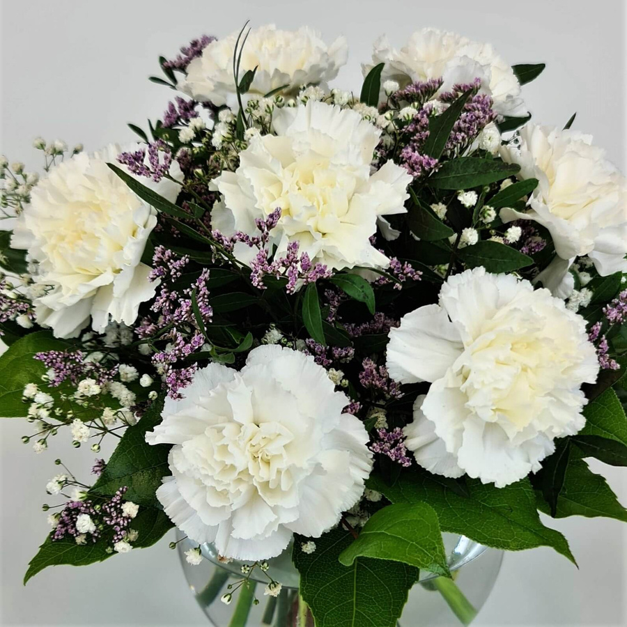 Träumerei Bouquet Nelken Greenery Weiß zum Geburtstag - Bild 2