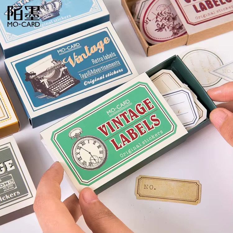 60er Set Vintage DIY Tagebuch Aufkleber beschreibbare Label für Scrapbooking und Album Dekoration in Multicolour - Bild 2