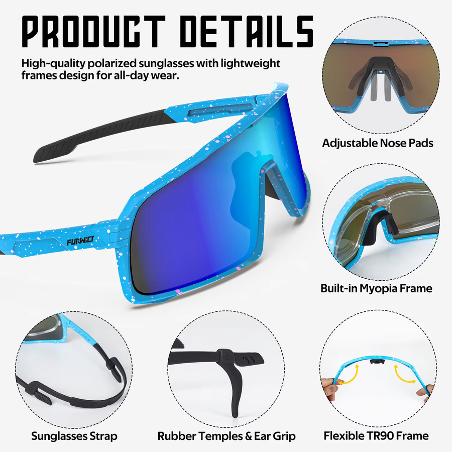 Victgoal Sportsonnenbrille Herren, Vollrand, Kunststoff, polarisiert - Bild 4