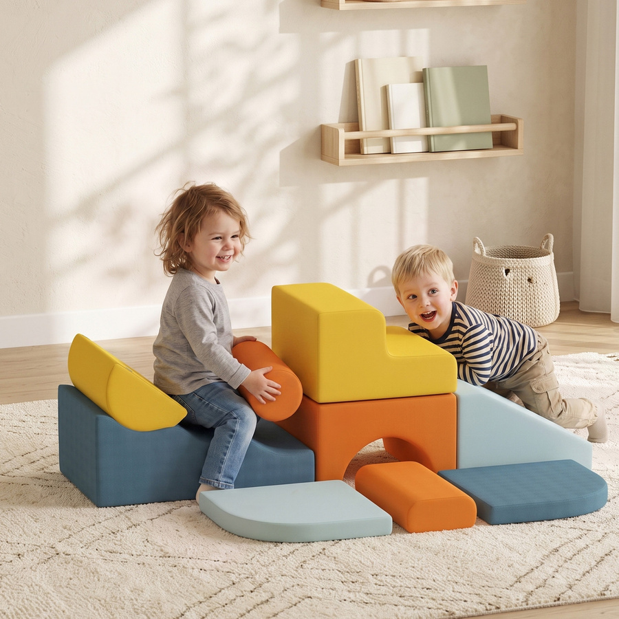 Aiyaplay Schaumstoff Bausteine, 9-tlg. Set, mit abnehmbarem Bezug, Bunt - Bild 2