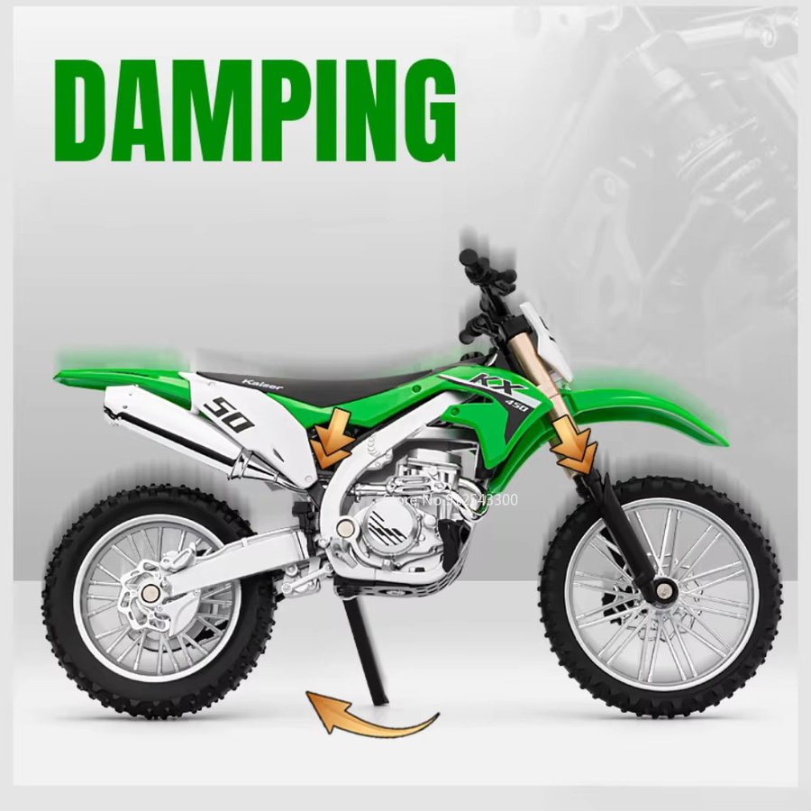 Kawasaki KX450 Mountain Off-Road Motorrad Modell, 1:12, Metall, Grün - Bild 4