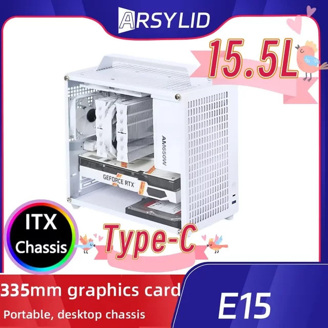 NIU E15 M-ATX PC-Gehäuse in Weiß mit Seitenfenster, Platz für 335 mm Grafikkarte und 135 mm Radiator - Bild 1