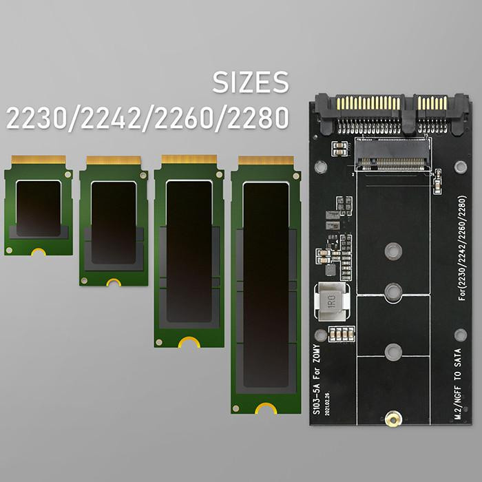 Qoltec Aluminium-Adapter für M.2 SSD von SATA NGFF zu SATA III, Schwarz, bis zu 2 TB Unterstützung - Bild 4