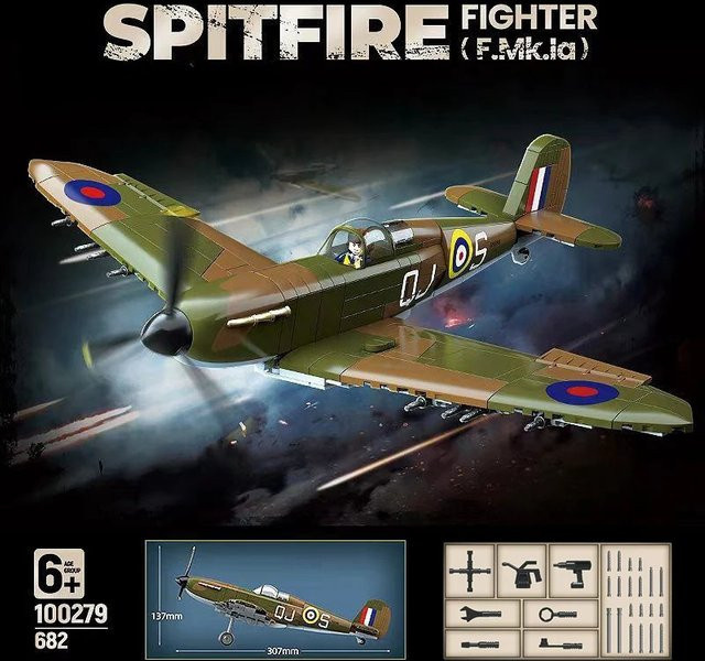 WNONSO Britisches Spitfire F.MK.la, Baustein-Set, ab 6 Jahren - Bild 1