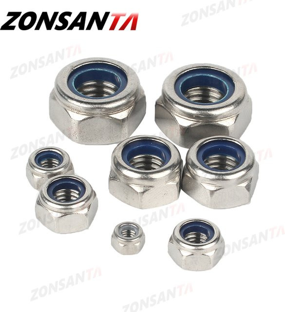 ZONSANTA Sechskant-Sicherungsmutter aus 304 Edelstahl mit Nylon-Einsatz DIN 985 in Silber - Bild 1