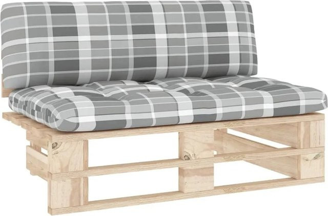 vidaXL Outdoor-Mittelsofa aus imprägniertem Kiefernholz mit grauen Polstern für Garten und Terrasse - Bild 1