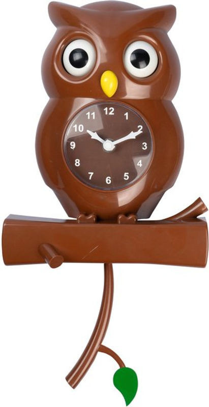 Viva Domo Wanduhr Eule in Braun, Analoge Rundwanduhr aus Kunststoff für Kinderzimmer - Bild 1