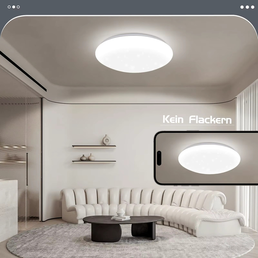 Sternenhimmel LED Deckenleuchte mit funkelndem Sterne-Design, 18W, Kaltweiß, IP44 Wasserdicht, Durchmesser: 30 cm - Bild 4