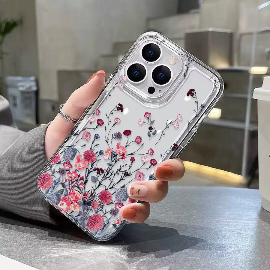 Transparente Silikon-Handyhülle mit Blumen-Design für Samsung Galaxy S25, S24 Ultra, S23 FE, S23 und S22 - Bild 3